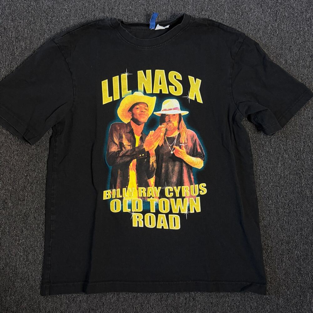 Vintage Y2k Lil Nas X Billy Rae Cyrus Country Old Town Road Black Graphic Tee S